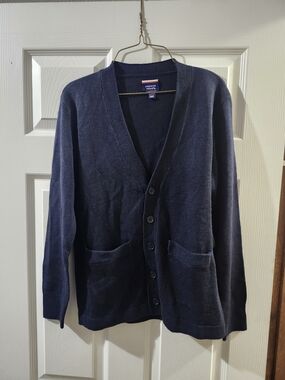 French Toast Navy Men's V-Neck Button Cardigan Sweater